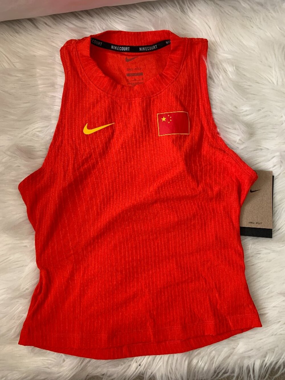 NIKE NIKECOURT Slam Dri-Fit Tennis Tank Top in Red/Orange Sz MEDIUM